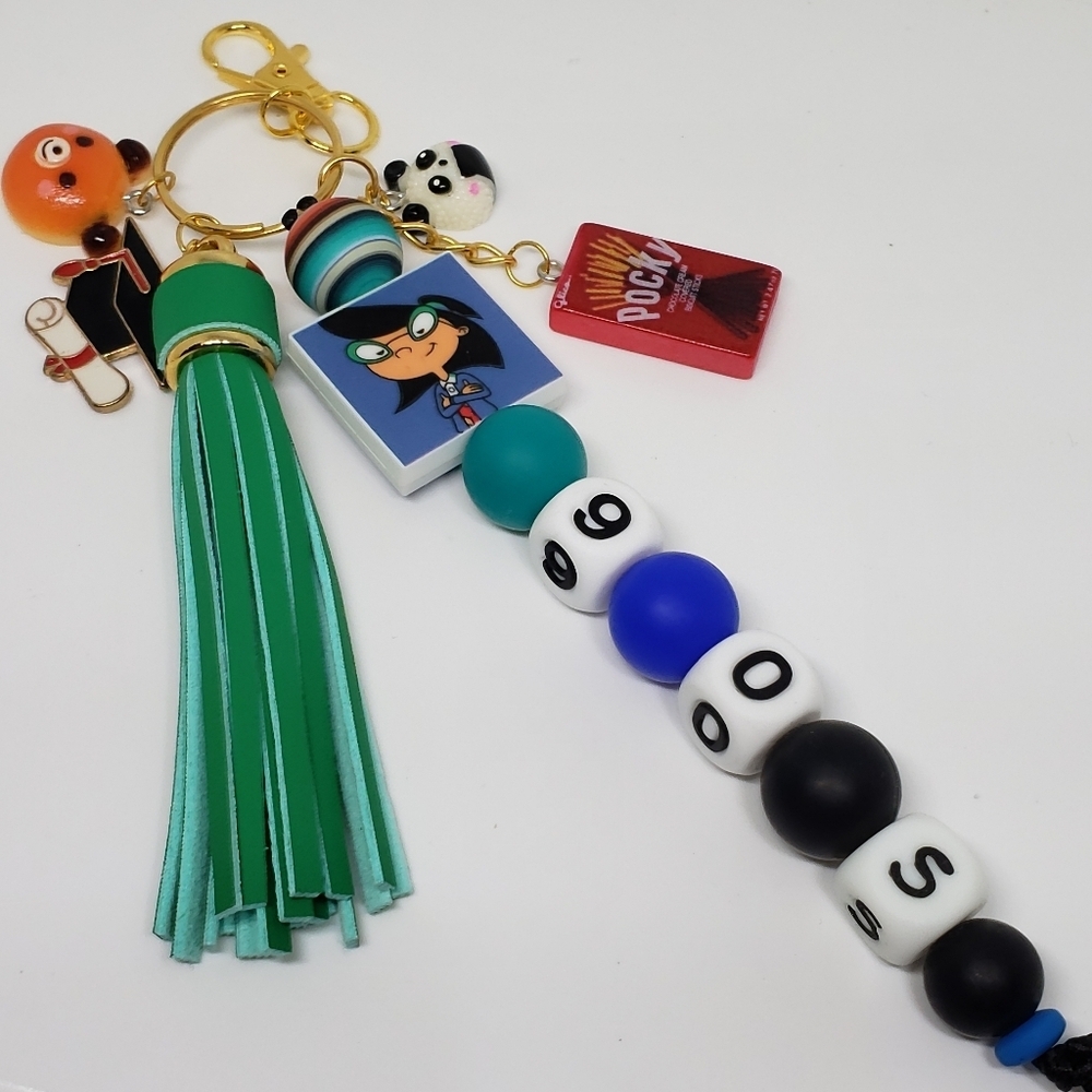 Handmade 90s Hey Arnold Phoebe Silicone Beaded Keychain